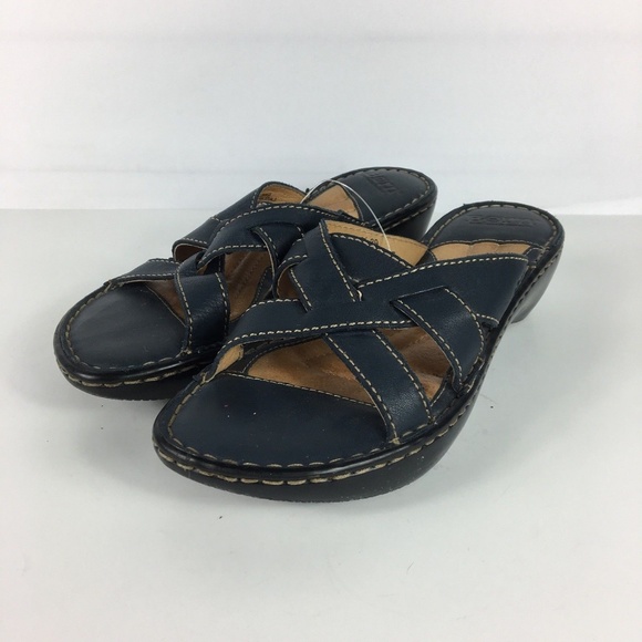 Born Slide Sandal Women Size 8 Blue Leather Shoes - Picture 2 of 8